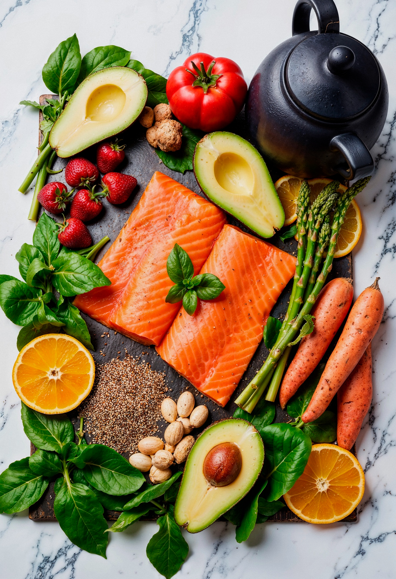 A bright natural kitchen prepared for colourful everyday cooking